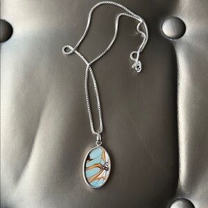 Silver and Blue Pendant Necklace